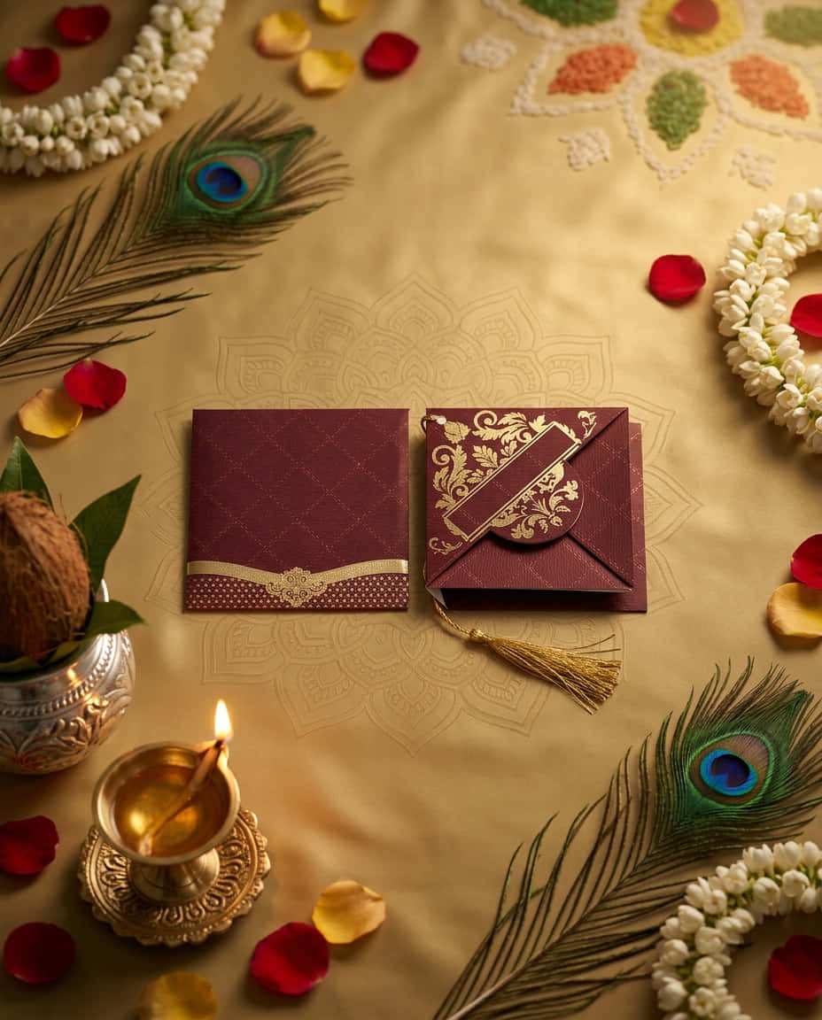 Wedding Invitation Royal Maroon