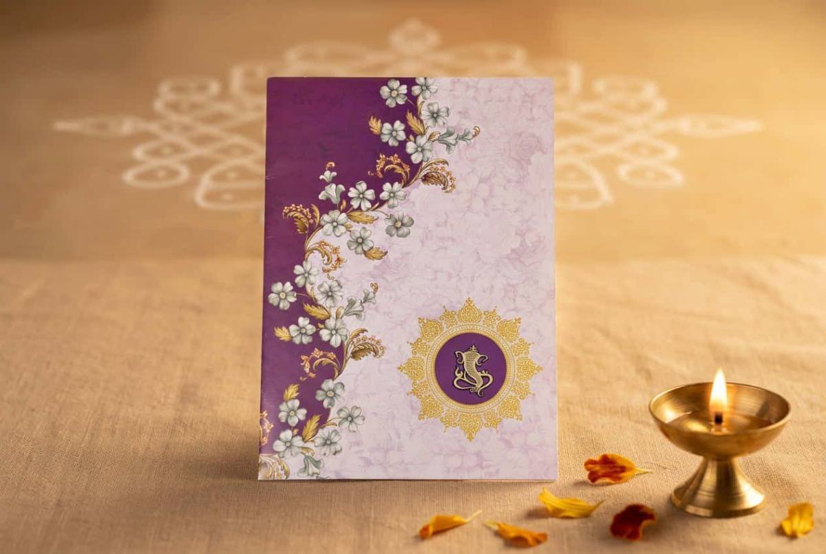 Traditional Wedding Invitation Purple