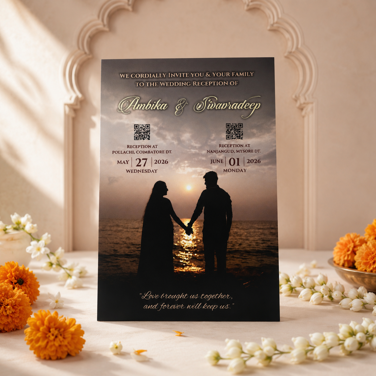 Modern Wedding Cards Sunset View 1