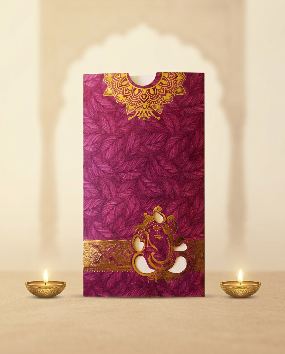Traditional Wedding Cards Vertical maroon