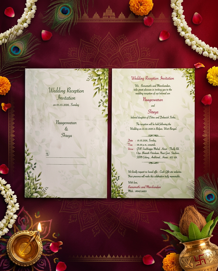 Traditional Marriage Invitation Floral Small